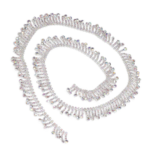 Catena a frange di strass 2,2 cm 1 iarda Argento AB