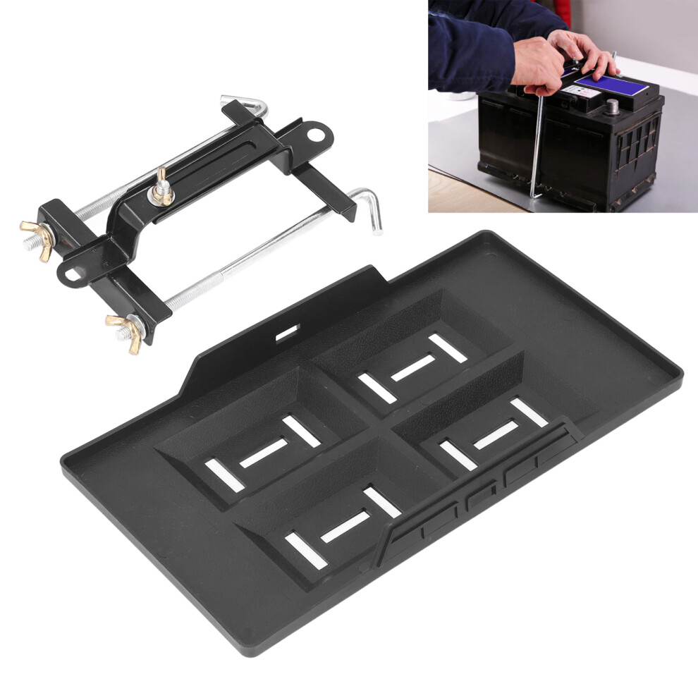 Car Battery Hold Down Tray Bracket Kit Height Adjustable Sturdy Steady Universal Black 8401321925140