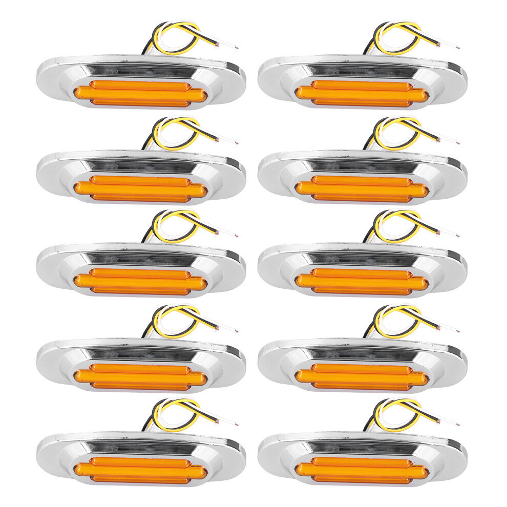 10Pcs/Set 16 Leds Trailer Truck Side Marker 1200Lm Turn Signal Indicator Lamp Ip67 Waterproof For 12Â24V Vehiclesyellow Light 5091321925276