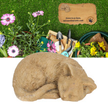 Lapide commemorativa per animali in resina gatto B colore sabbia