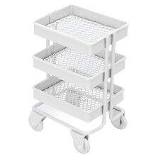 1:12 Étagère de rangement blanche à 3 niveaux avec roues 7,5 x 4,8 x 3,6 cm