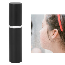 Mini bottiglia spray in vetro da 5 ml, riempibile, colore Nero Nebbia, portatile.