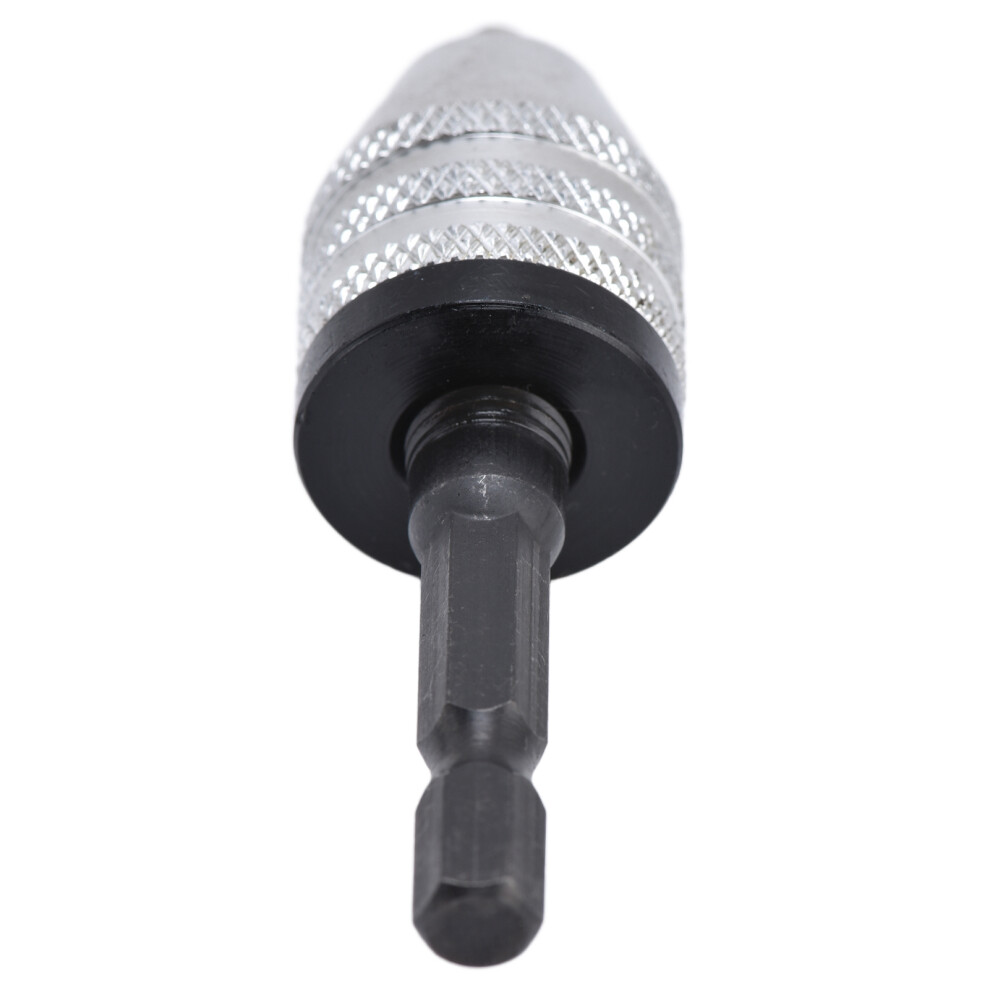 Keyless Drill Chuck Impact Driver Bit Adapter Converter 3 Jaws 1/4In Hex Shank 0.3Â6.5Mm Silver 8331321928929