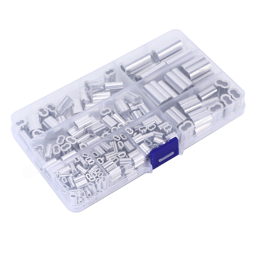 250Pcs/Set Aluminum Cable Ferrule 8 Aperture Double Barrel Wire Rope Crimping Loop Sleeve Kit For Rv Railway Industry 6911321928949