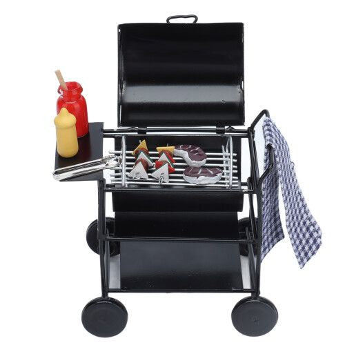 Mini griglia da barbecue in scala 1:12, 8,5x6x9 cm, metallo 1