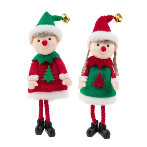2 piezas de muñecos elfo de peluche navideños 16x6.5x4 cm 12g 1