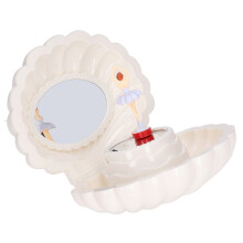 Scatola musicale a forma di conchiglia bianca 16x13x15,5 cm