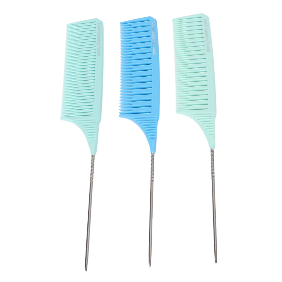 3pcs Parting Comb Professional Reliable Glossy Round Convenient Practical Compact Durable Hair Tools for Barber ShopsSet 2
