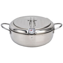 304 Stainless Steel Frying Pot Temperature Controllable Mini Cooking Fryer with Thermometer for KitchenStainless Steel Color 304 Stainless
