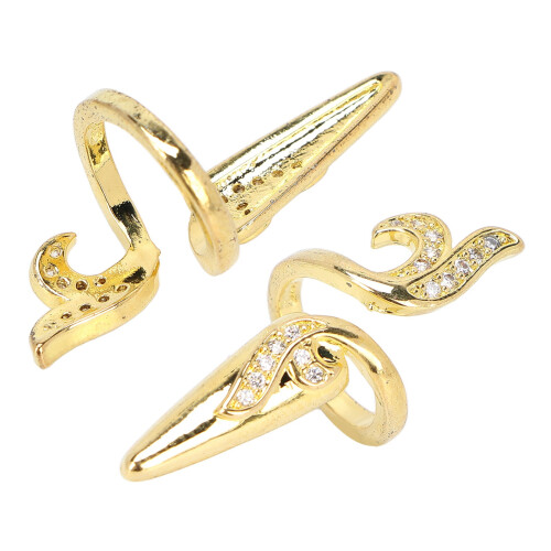Anneau d’ongle doré à queue - Strass, 3  1,3 cm 2