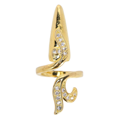 Anneau d’ongle doré à queue - Strass, 3  1,3 cm 1