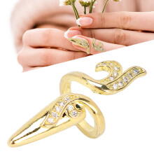 Frauen Rhinestone Nageldeckring 3x1,3cm Gold Finger Dekoration