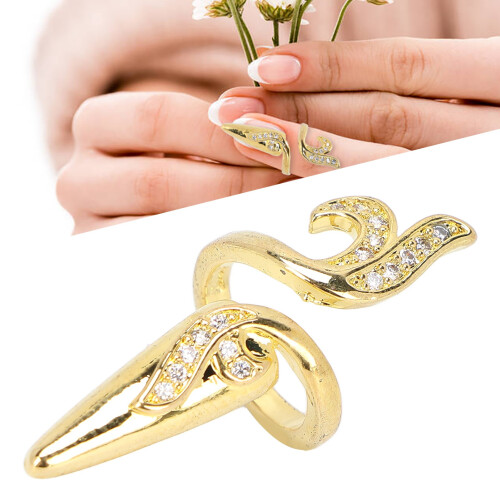 Anneau d’ongle doré à queue - Strass, 3  1,3 cm