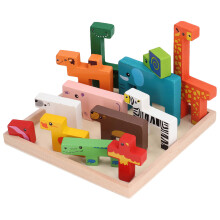 Blocchi di costruzione in legno per bambini con animali puzzle 3D per età 3+ gioco educativo di impilamento