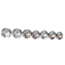 7 piezas de llaves para tapa de filtro de aceite, con accionamiento de 3/8 de pulgada, 24-38 mm, plateado