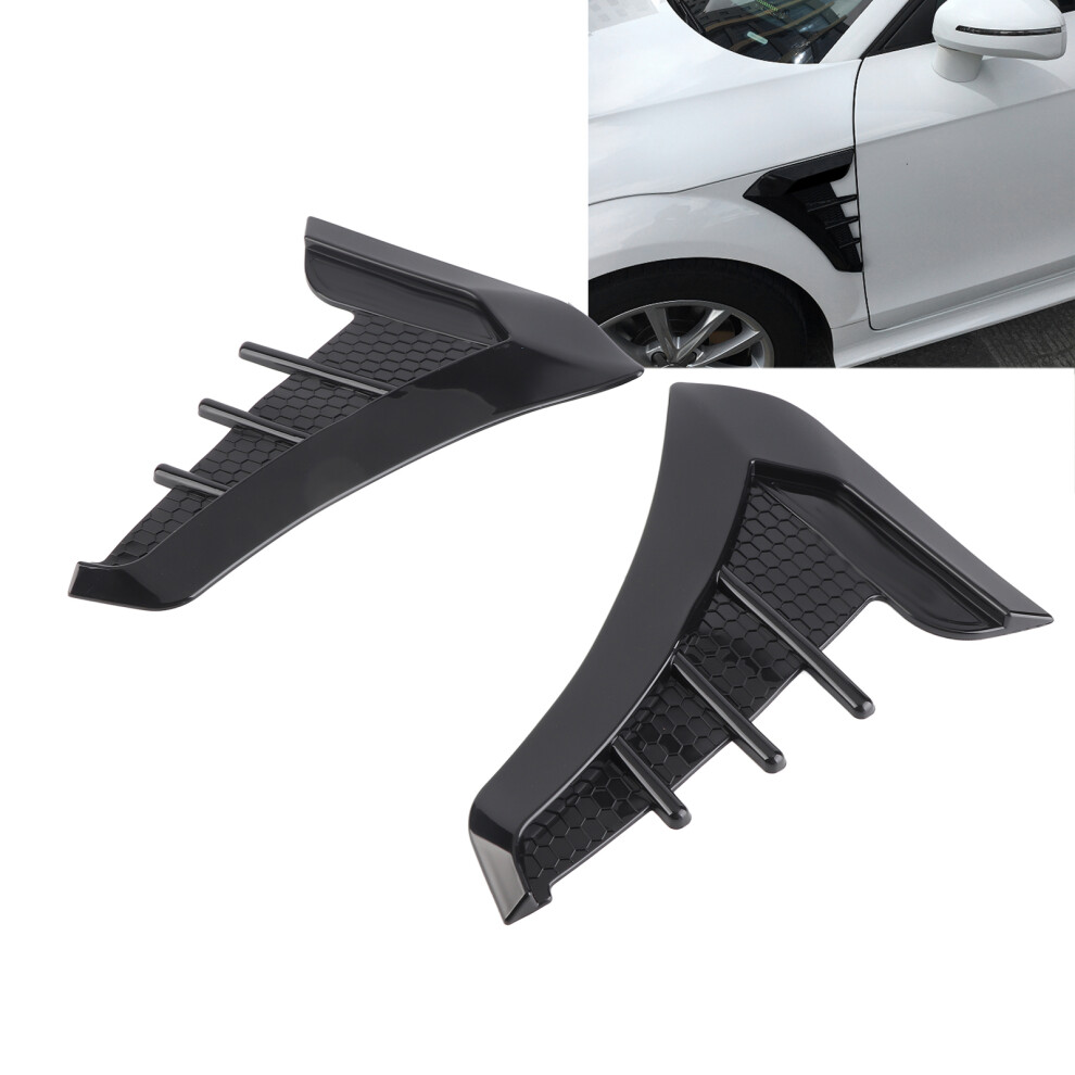 2Pcs Gloss Side Vent Trim Decoration Sticker Rubber Shark Gills Universal For Cars Black 7601321940896