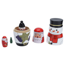 5pcs Nesting Dolls Glossy Round Unique Christmas Style Attractive Decorative Ornaments for Festive Gifts