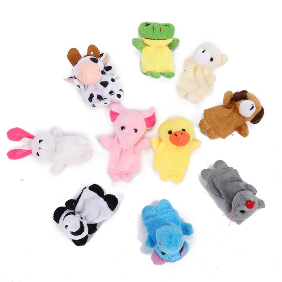 10pcs/set Cartoon Animal Finger Puppets Set Cute Mini Hand Finger Plush Doll Toy Comfort Toys for Baby