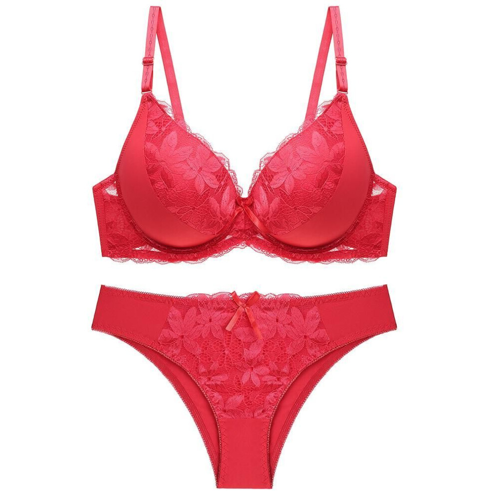 (red, 40D) Sexy Plus Size Women Lace Bra Set Underwear Push Up Bra And Brief Sets Ladies Bra Panty Sets-image-OPC-PHVVC7T-NEW