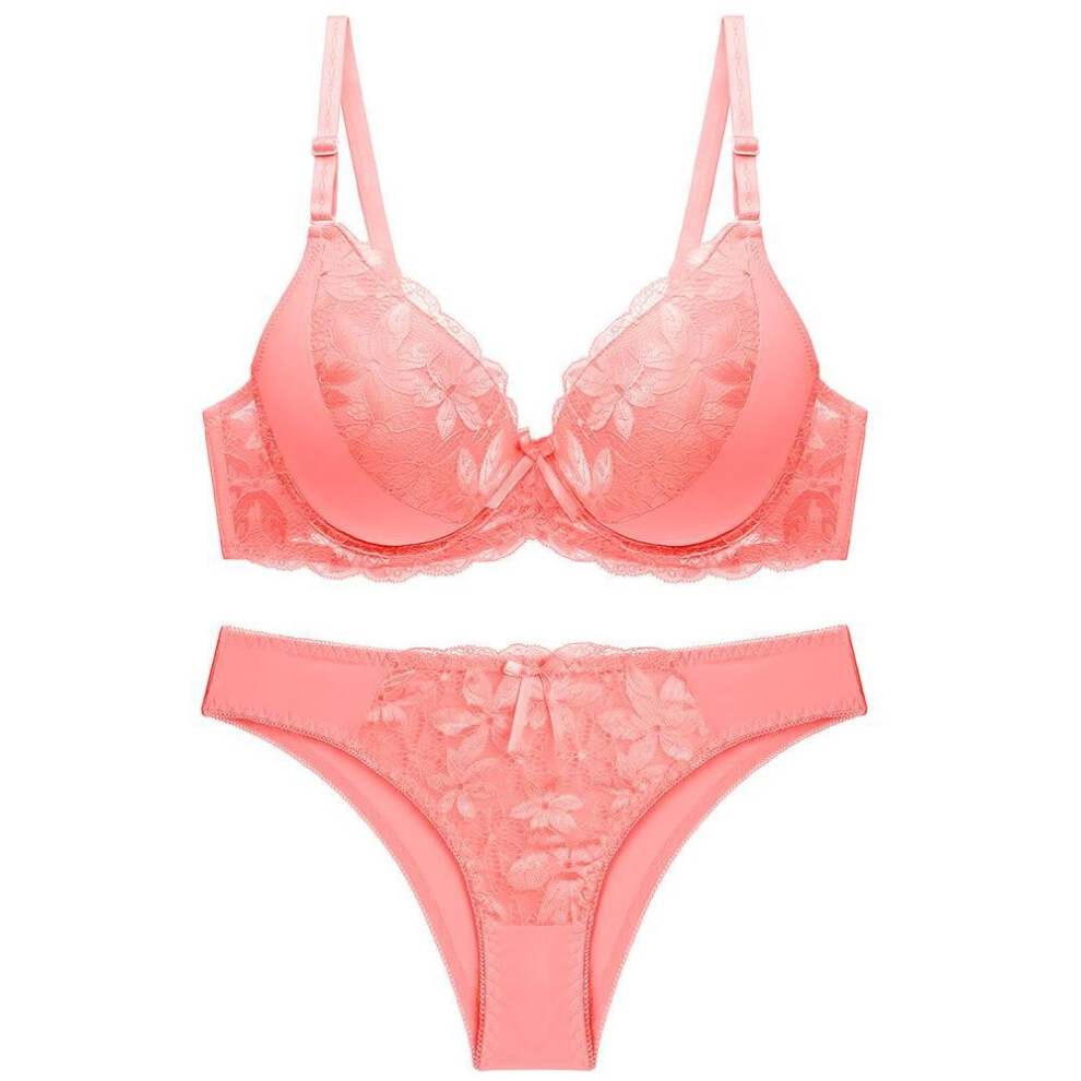 (orange, 40C) Sexy Plus Size Women Lace Bra Set Underwear Push Up Bra And Brief Sets Ladies Bra Panty Sets-image-OPC-PHVVC8Q-NEW