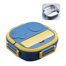 Lunch Box With Fork 3 Compartment Japanese Lunch Box Reusable Lunch Dinner Containers Leakproof Stainless Steel Bento Box for Adults Kids S