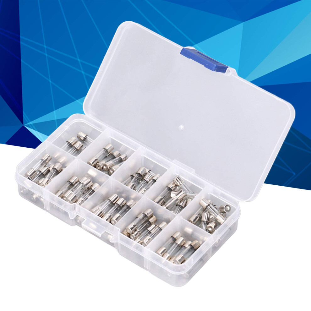 100Pcs Glass Fuse Tube 0~ 0.2A~20A 5X20mm Assortment Set Kit For Automotive Toy 7621321945172