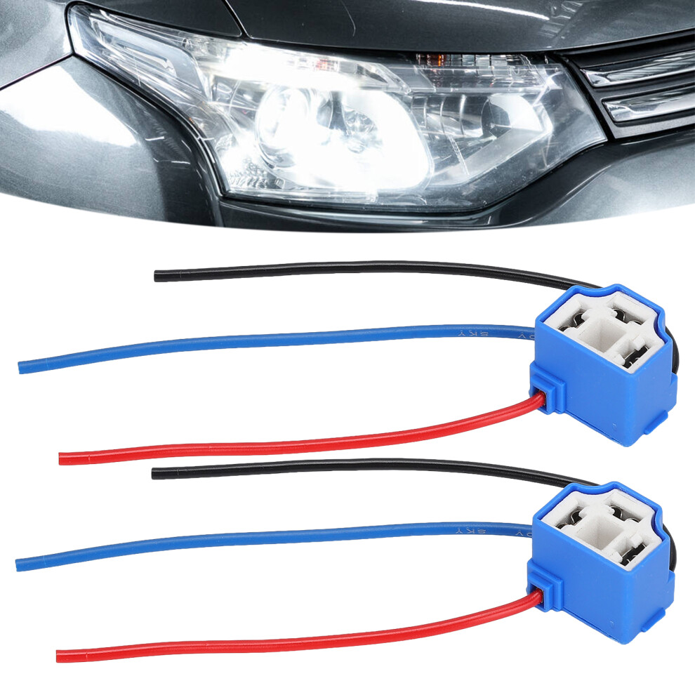 2Pcs H4 Ceramic Female Socket Headlight Elbow Wire Harness Connector With Cable 1Mm 1224V 4351321945188