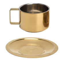 Edelstahl-Kaffeetassenset mit Unterteller – 5,5 x 10,5 cm, 13,7 cm