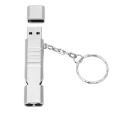 Memoria USB 2.0 2 en 1 de 128 GB silbato de aleación de zinc