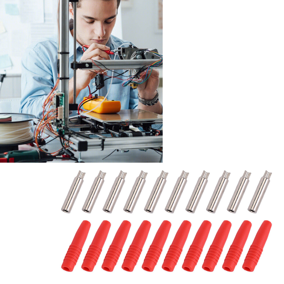 10Pcs Insulated 2Mm Banana Plug Coupler With Protection Shrouded For Testing Equipmentred 5031321953701
