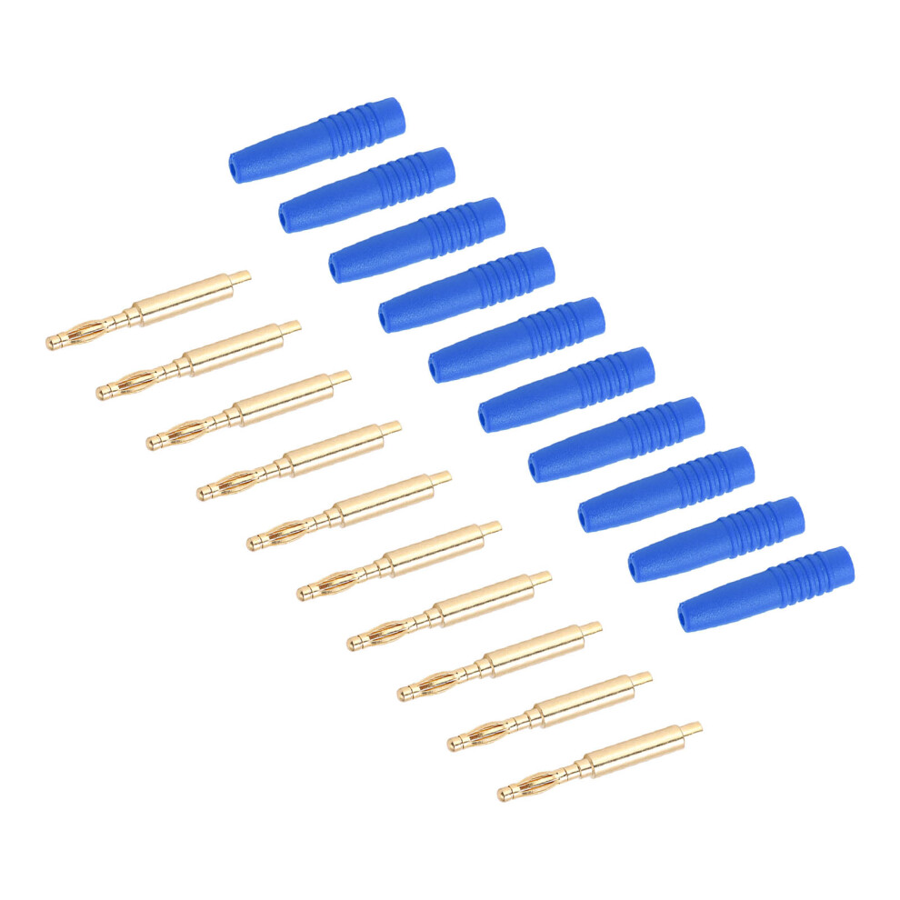 10Pcs Banana Plugs Gold Plated 2Mm Male Connector Insulated Metal Plugs With Housing For Testing Equipmentblue 9471321953763