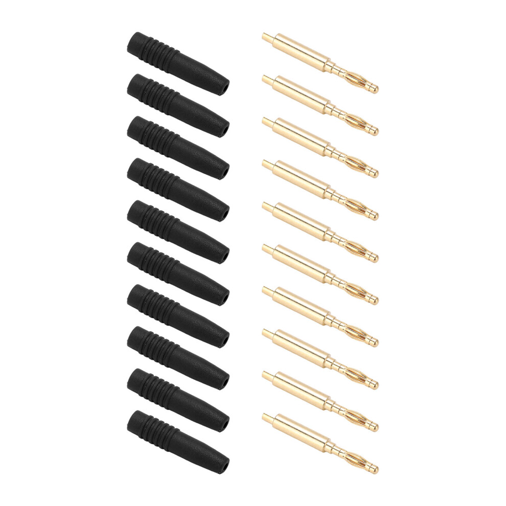 10Pcs Banana Plugs Gold Plated 2Mm Male Connector Insulated Metal Plugs With Housing For Testing Equipmentblack 7661321953784