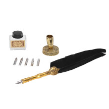 Elegante Vintage-Federkiel mit Edelstahl – Schwarz, 1-5 mm Spitze