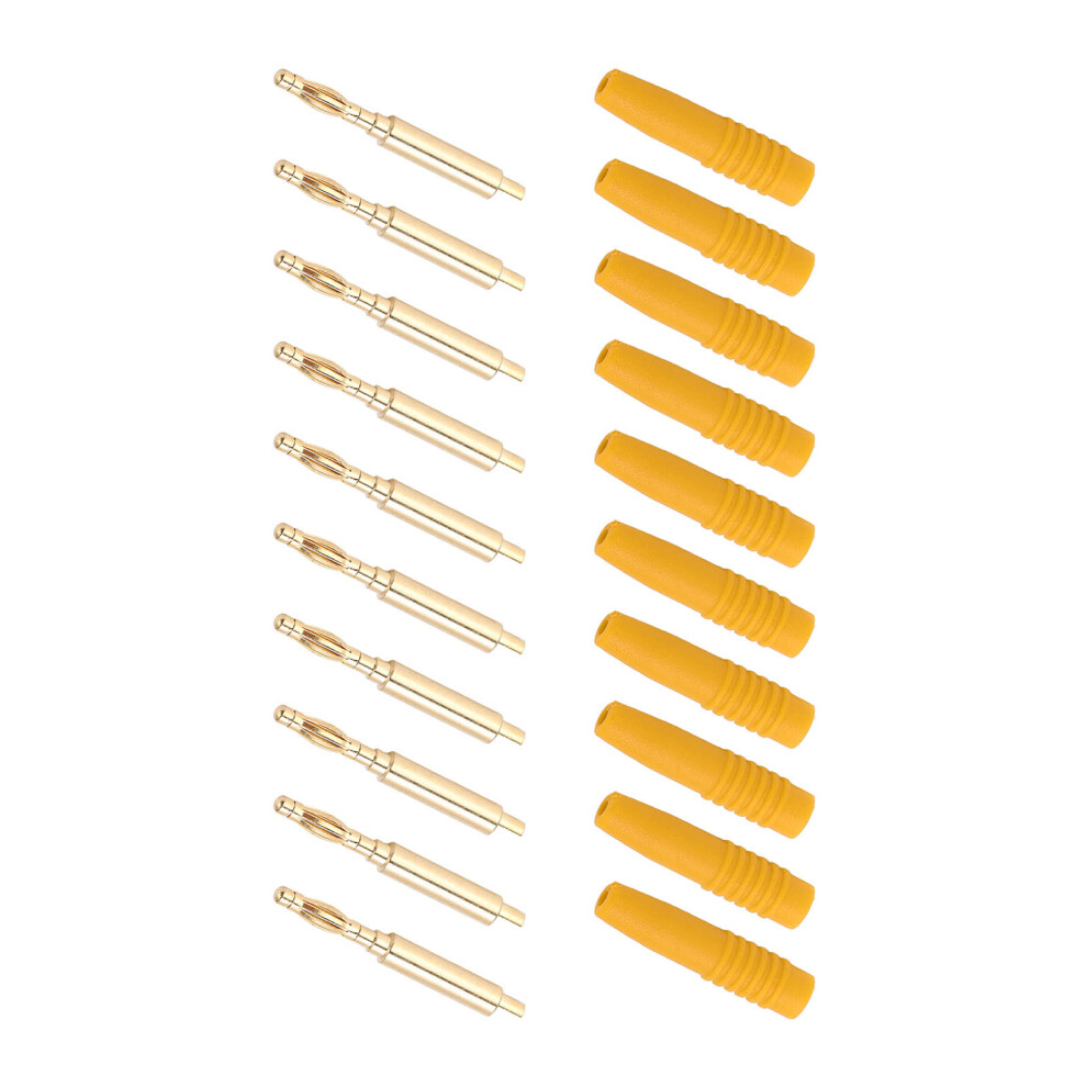 10Pcs Banana Plugs Gold Plated 2Mm Male Connector Insulated Metal Plugs With Housing For Testing Equipmentyellow 3431321953794