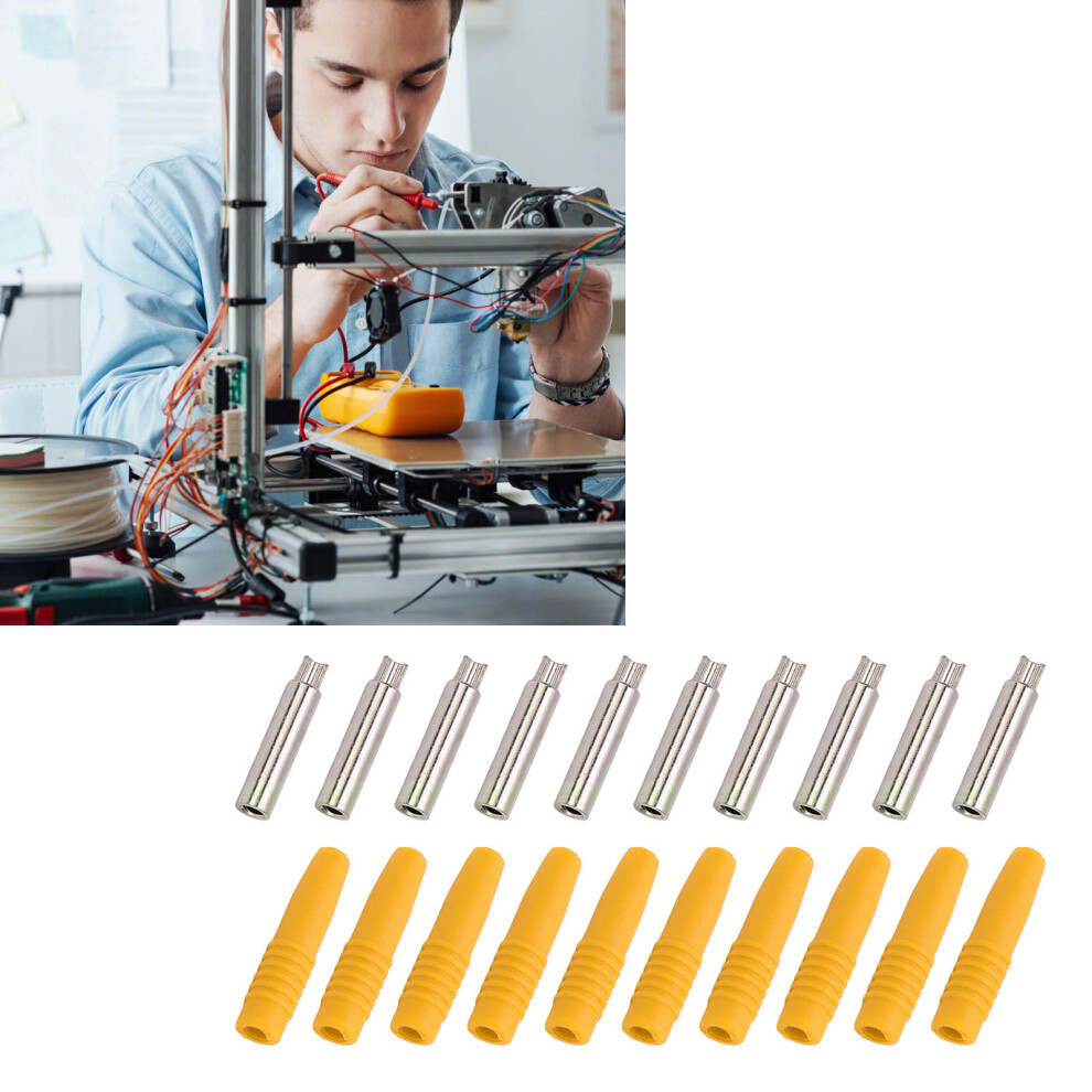 10Pcs Insulated 2Mm Banana Plug Coupler With Protection Shrouded For Testing Equipmentyellow 7641321953731