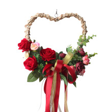 Corona de rosas de seda con forma de corazón 55x33 cm multicolor 0,2 kg