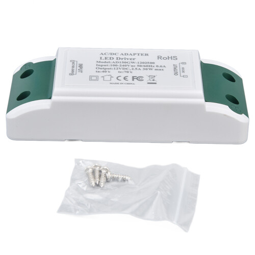 Controlador LED compacto 12V DC 30W 2.5A ABS 115x45x28mm 1