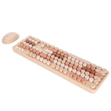 Wireless Keyboard Mouse 104 Keys Ergonomic Cute Desktop Game Keyboard Mouse Kit for Girls for Home Work Gaming