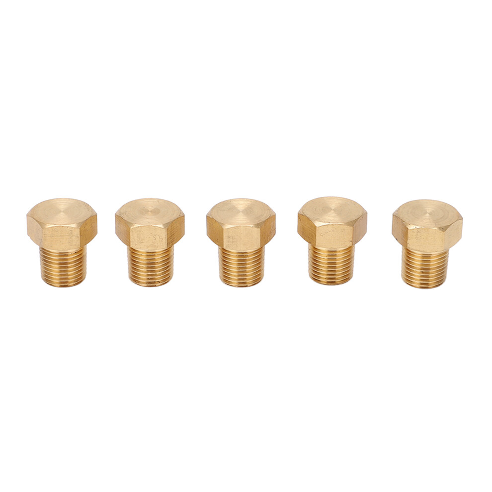 5Pcs Solid Brass Hex Head Plug 1/8 Npt Male Thread Anti Corrosion Universal Fitting For Car 8491321968179