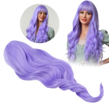 Peluca morada rizada 322g talla única - fibra de alta temperatura