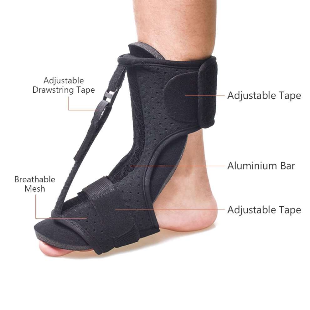 Foot Splint Brace Plantar Fasciitis Night Splint Drop Foot Orthotic Brace for Tendonitis Heel and Ankle Pain 1pc