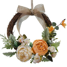 Guirnalda de peonía 26 cm Corona de 8 cm Flores 150 g Naranja