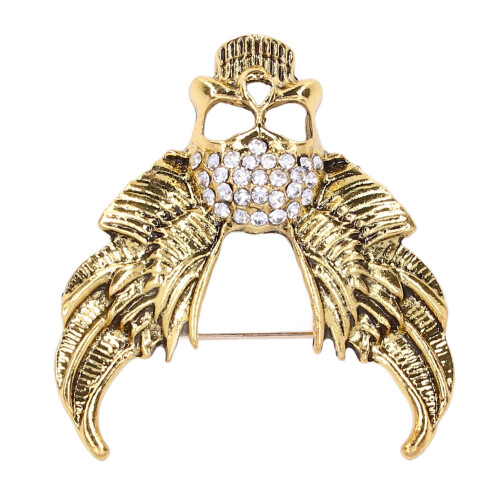 Broche de calavera perforada, Oro antiguo, 4,9 x 4,3 cm