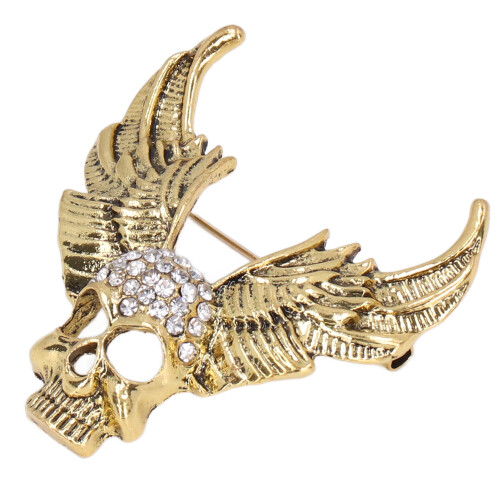 Broche de calavera perforada, Oro antiguo, 4,9 x 4,3 cm 2