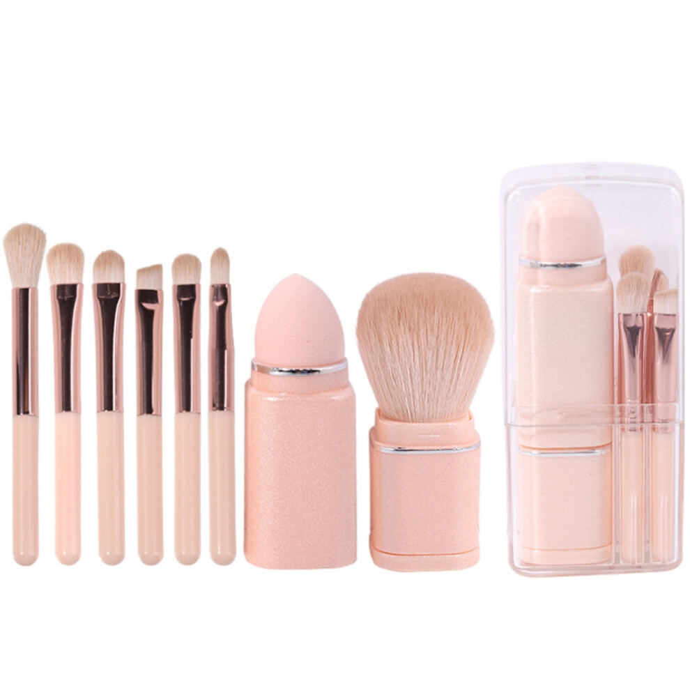 Retractable Makeup Brush Set Facial Cosmetic Brush Set Portable Beauty Tool Includes Eye Shadow Concealer Blush Brush for Travel and Work