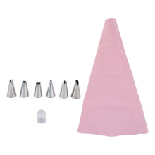 Set da pasticceria rosa da 6 pezzi: sacca da 30 cm, beccucci da 3 cm, 3,5 cm
