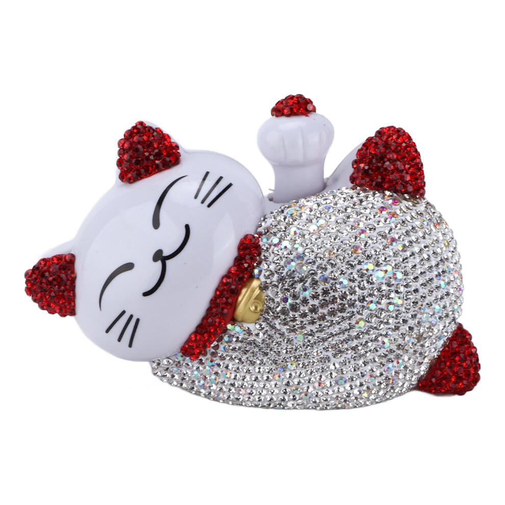 Fortune Lucky Cat Car Interior Decoration Bling Rhinestone Universal Center Console Dashboard Ornament Figurinered 4211321975939