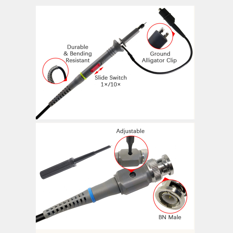 Oscilloscope Probe With Accessories Kit 100Mhz Oscilloscope Clip Probes 3491321976278