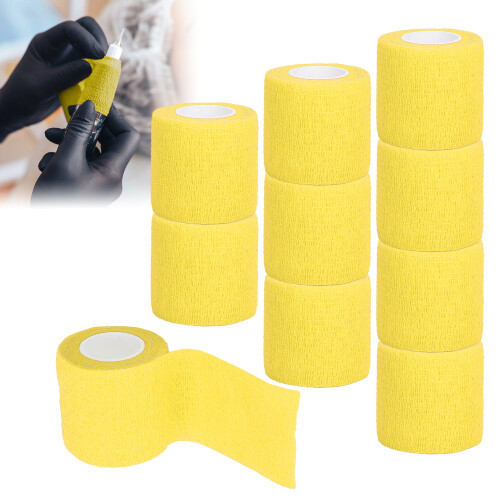 10 pièces de bandage élastique 5 cm x 450 cm jaune