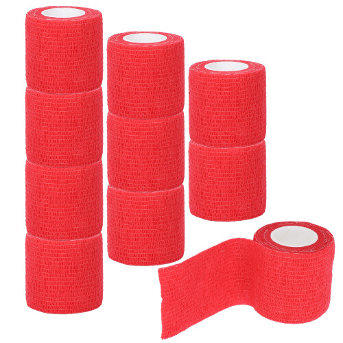 10 vendajes rojos desechables autoadhesivos de 5x450cm 2